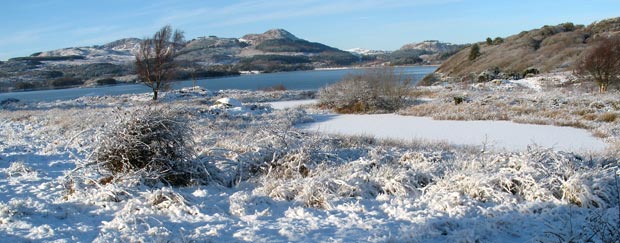 View of a lochan on the way to Almorness Point