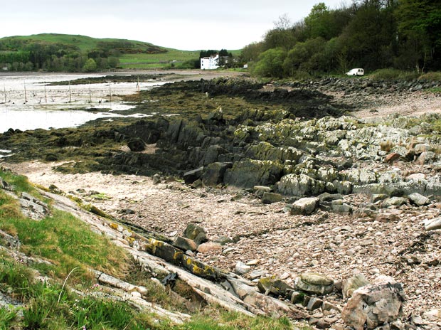 View across Balcary Bay towards Balcary Bay Hotel. - almost low tide.