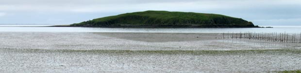 View of Hestan Island from Auchencairn Bay.