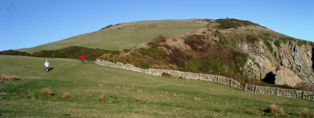 Looking back to White Hill while on the coastal walk from Portling to Castle Point.