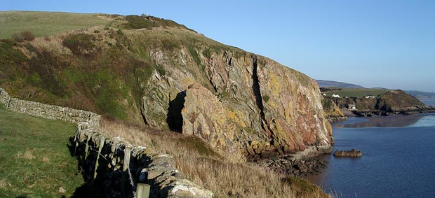 Looking back to the cliffs of White Hill while on the coastal walk from Portling to Castle Point.