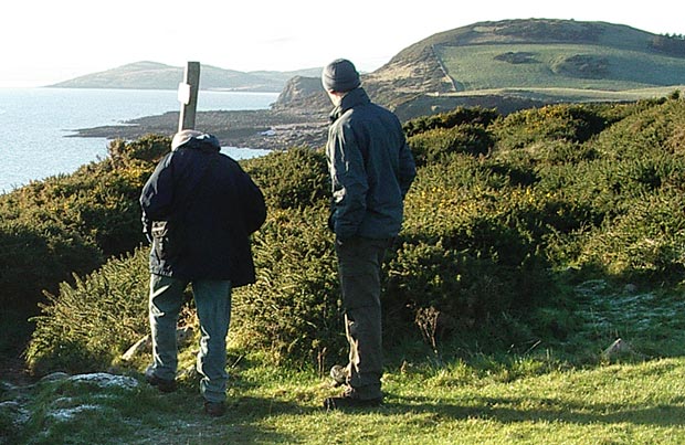 View of the route ahead towards Barcloy Hill on the coastal walk from Portling to Castle Point.