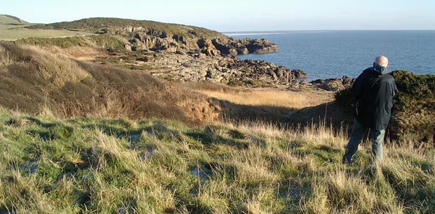 View looking back towards the Captain Samuel Wilson monument from the old ruined house near Gutcher's Isle.