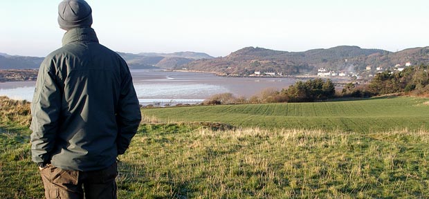 View towards Rockcliffe from the top of Castle Point hill.