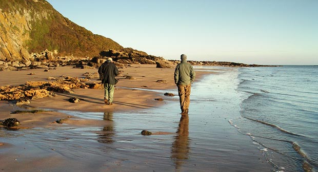 Walking along the beach east of Castle Point hill.