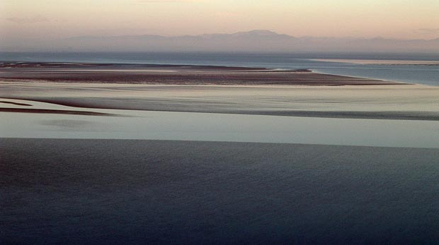 View across the Solway Firth to the Lake District - evening light.