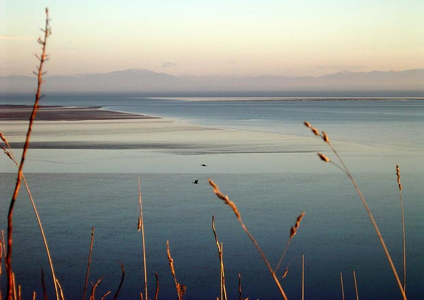 View across the Solway Firth to the Lake District - evening light.