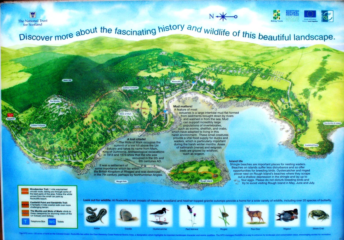 Information board on the Jubilee Path from Kippford to Rockcliffe