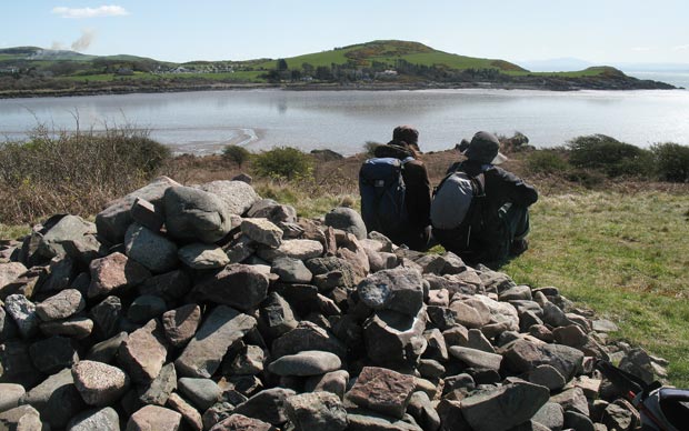 View of Barcloy Hill and Castle Point from the cairn on Rough Island.