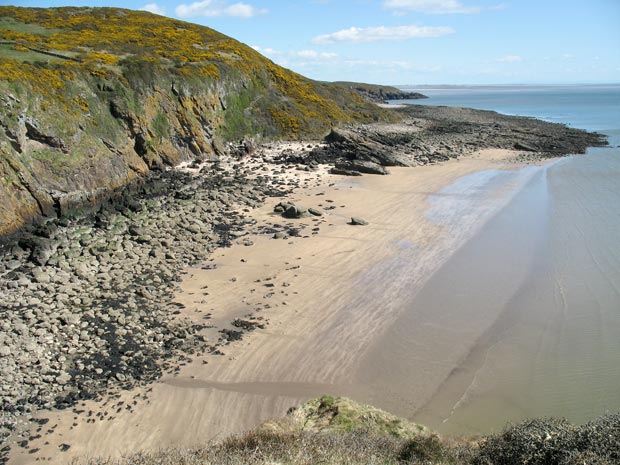 View of the beach below Barcloy Hill from Castle Point.