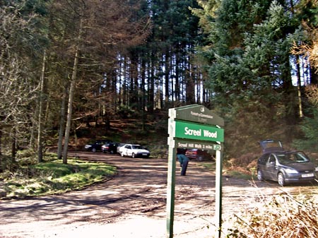 View of the parking place for the Screel hill walk