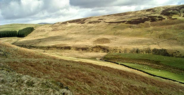 View looking north east into the valley of the Woodend Burn