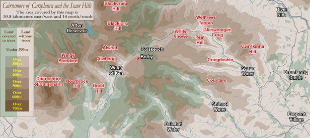 Map of Scaur Hills