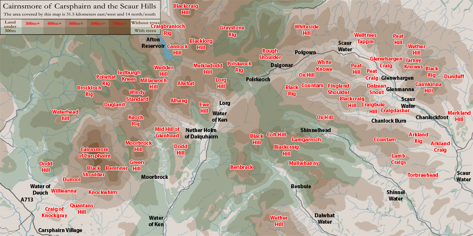 Map of Scaur Hills