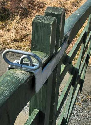 Fiittings for a padlock - gate to Moorbrock house