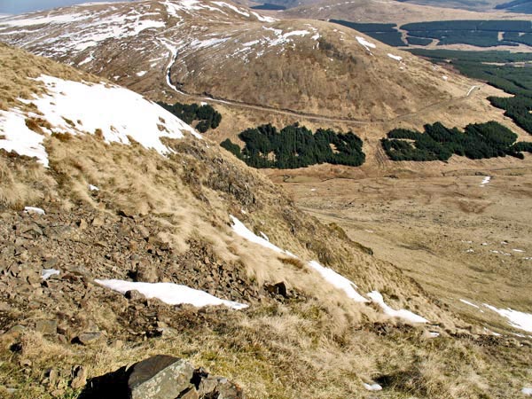 View from near the top of Beninner showing route taken to get there.