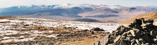 Rhinns of Kells and the Awful Hand from the cairn on the top of Beninner.