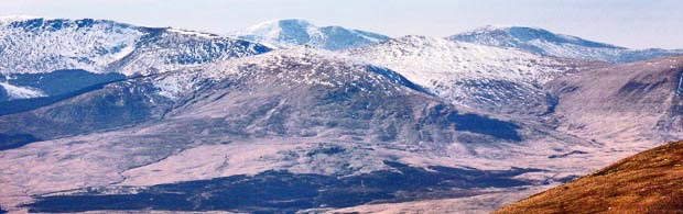 Carlin's Cairn, Merrick and Kirriereock from the cairn on Beninner